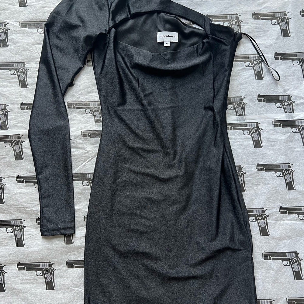 Superdown Gray Bodycon Dress Asymmetrical One Shoulder